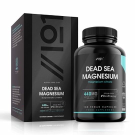 Magnesium Citrate 1480mg with BioPerine® - Sourced from The Dead Sea - Providing 440mg Elemental Magnesium - Supports The Nervous System - Reduces Tiredness and Fatigue - 180 Vegan Capsules