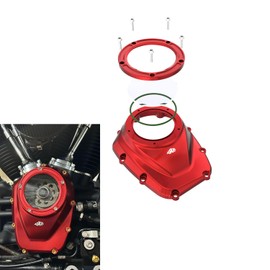 POWER JAMES Aluminum Red Camshaft Cover with Transparent Visible Acrylic Glass Fits Harley Davidson18-24 Softail and 17-23 Touring Models with M8 Engine (Red)