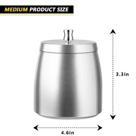 Stainless Steel Smokeless and Odorless Windproof Ashtray with Lid, Portable Ashtray for Home and Outdoor Use (Silver, Large)