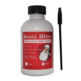 Santa White Temporary Hair Color Liquid with Brush - Instant Christmas Santa Claus Hair and Beard Color Sweat Proof Long Lasting Opaque Vibrant Washes with Soap and Water (4 oz)