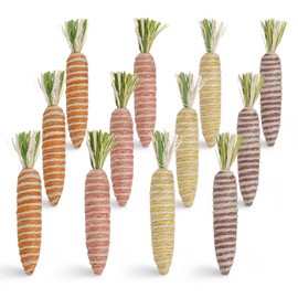 Nature Vibe 5.9 Inches Sisal Carrot Easter Decor,12 Pack Multicolor Carrot Decor for Easter Table Decorations,Jute Twine Mini Carrots as Spring Decor