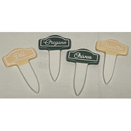 Draper James Herb Picks Ceramic Herb Garden Markers Set of 4 - Dill, Oregano, Chives & Cilantro