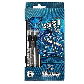 Harrows Assassin Tungsten Pro Darts | Steel Tip Darts set with carry case | All Weights| Includes Nylon Shafts, 100 Micron Prime Flights and Travel Case (23g)