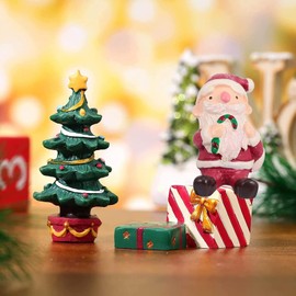 BicVaken 3 Pcs Christmas Aquarium Decoration - Cute Resin Ornament Fish Tank Decoration, Santa Christmas Tree Statue Supplies for Reptile House Cave Aquarium Xmas Decor