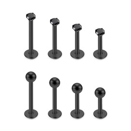 JSDDE 8 Pieces Labret Piercing Gold Set Lip Piercing Conch Piercing Helix Tragus Piercing Cartilage Earrings Stud Medusa Piercing Gold 6-12 mm, Stainless Steel, No Gemstone