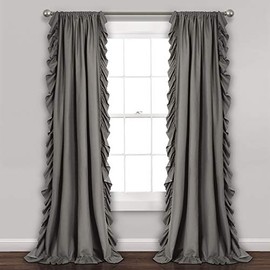 Lush Decor Gray Reyna Window Panel Curtain Set for Living, Dining Room, Bedroom (Pair), 84â x 54â, 84" x 54"