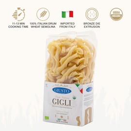 Giusto Sapore Imported Artisanal Gigli Italian Pasta, Organic Bronze Drawn, 340G
