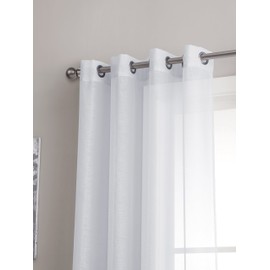 LinenZone - Grommet Semi-Sheer Curtains - 2 Pieces - Total Size 108 Inch Wide (54 Inch Each Panel) - 63 Inch Long Panels - Beautiful, Elegant, Natural Light Flow Material (54" W x 63" L, White)