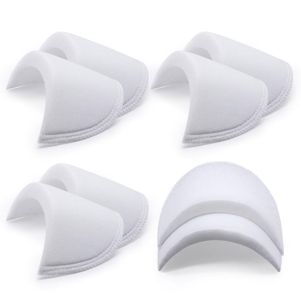 SEMINI 4 Pairs White Covered Set-in Shoulder Pads Sewing Foam