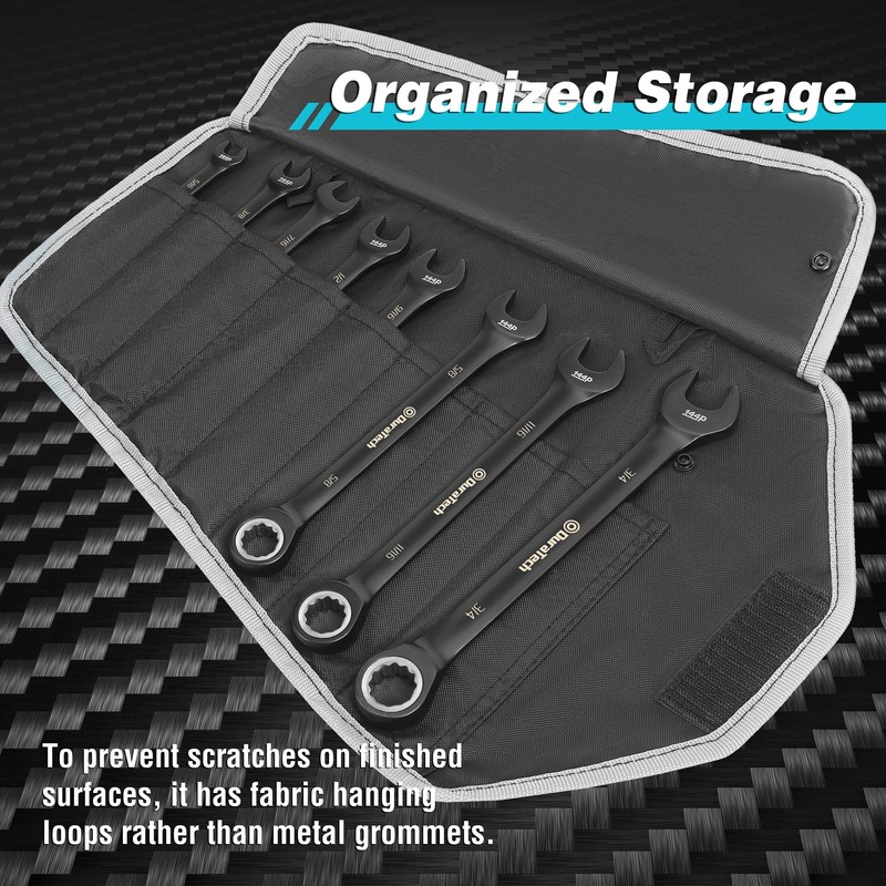 DURATECH Ratcheting Combination Wrench Set, 144-P, Double-Stacked Pawls, 8-Piece, SAE,
