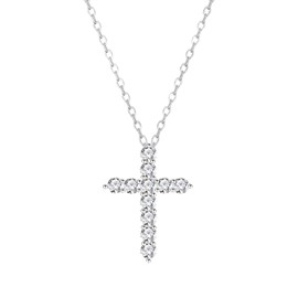 AstraGlam Women's 925 Silver Cross Necklace – Elegant Silver Chain with Diamonds, Women's 925 Silver Necklace, Women's Jewellery, Cross Chain Silver, Chain 925 Silver, Chains Women, Silver