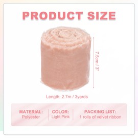 PATIKIL Light Pink Polyester Velvet Ribbon, 3 Inch x 3 Yards, Retro Style for Multiple Occasions