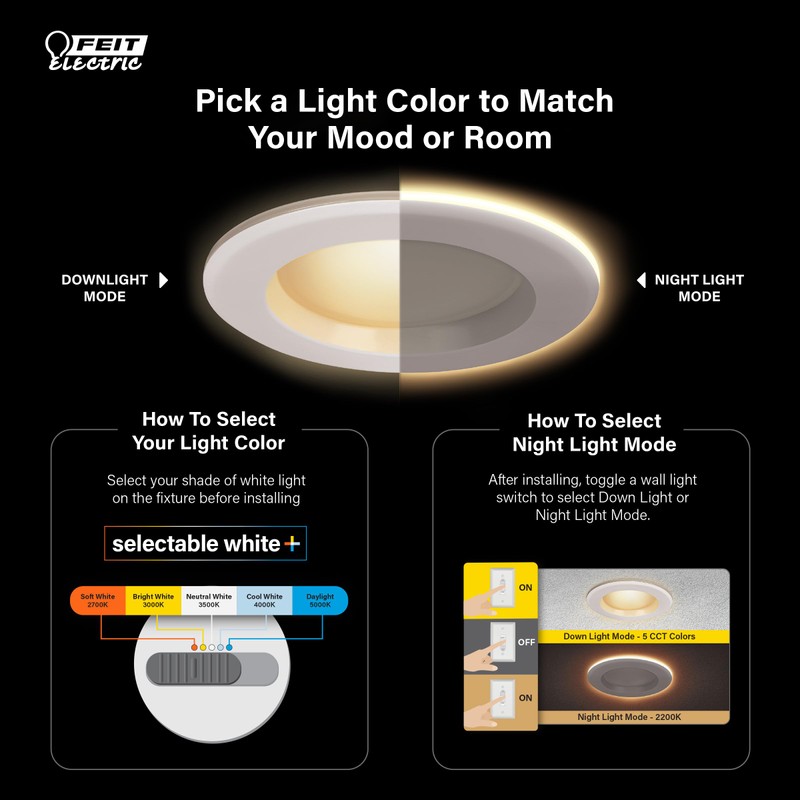 Feit Electric 5-6" LED Recessed Downlight with Night Light Mode,