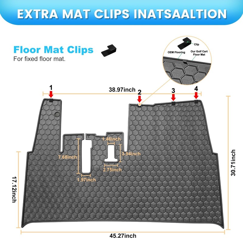 Golf Cart Floor Mat for Yamaha Floor Mat, 3/10" Thickness
