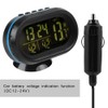 Luminous Clock Car Thermometer Temperature Display Voltage Monitor 12/24H Black