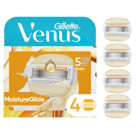 Venus MoistureGlide Women's Razor Blades, With Built-in Shave Gel Bars, 4 Razor Blade Refills, Holiday Gifts for Women