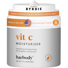 Baebody Hidratante facial con vitamina C fabricado en Estados Unidos, crema hidratante iluminadora de vitamina C con aceite de jojoba,...             
