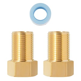 SUNGATOR 1/2'' Male to Female Brass Pipe Extension Fittings, 1/2 Inch Male x Female Brass Nipple Pipe Extension Adapter for Tub Spout, 1/2'' NPS Hex Nipple Fittings Length 40MM (2 Pcs)