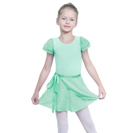 EQSJIU Dance Leotards for Girls 5-6 Size 6 7 6-7 Years Old Ballet Skirts with Sequins Sparkles Light Green