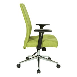 OSP Home Furnishings Evanston Padded Adjustable Office Desk Chair with Lumbar Support, Locking Tilt, and Heavy Duty Chrome Base, Basil