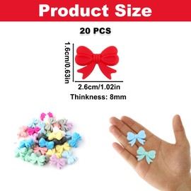 20PCS Cute Bow Focal Multicolored Silicone Beads for DIY Keychain Making & Handmade Crafts