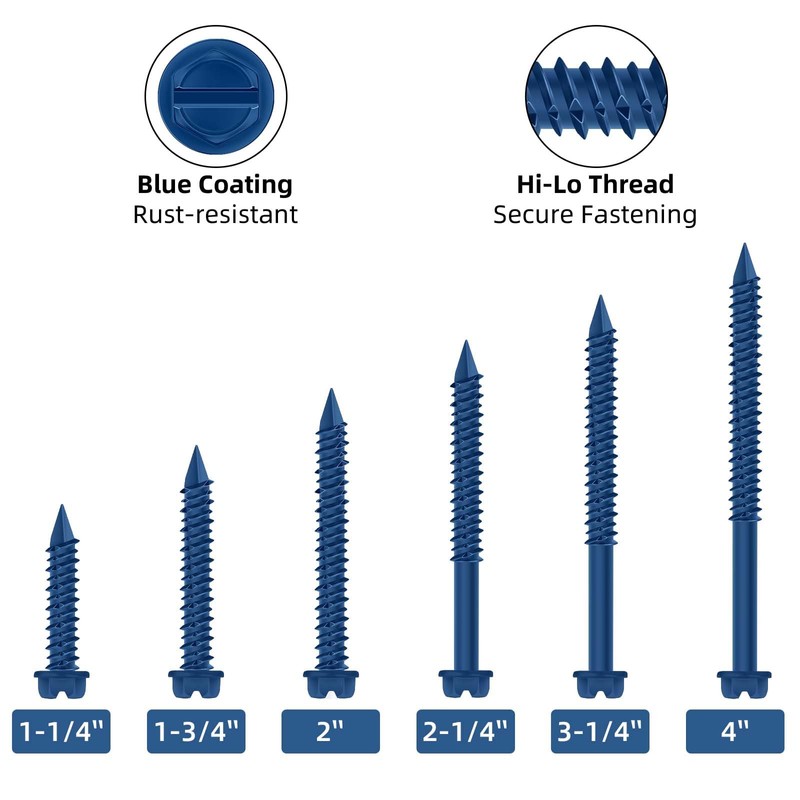 Etauwe 1/4" x 6" Blue Hex Head Concrete Screw Anchor