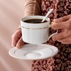 CHILDIKE Porcelain Cappuccino Cups with Saucers and Metal Stand, Coffee