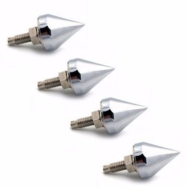 4 Chrome - Spike License Plate Frame Bolts - Motorcycle Bullet TAG Fastener