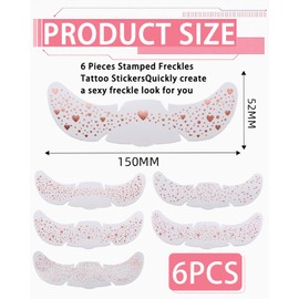 BARRU Pack of 6 Glitter Face Freckles Tattoo, Waterproof Golden Stars and Dots Temporary Tattoos, Festival Freckles, Henna Freckles Tattoo Foil (Rose Gold)