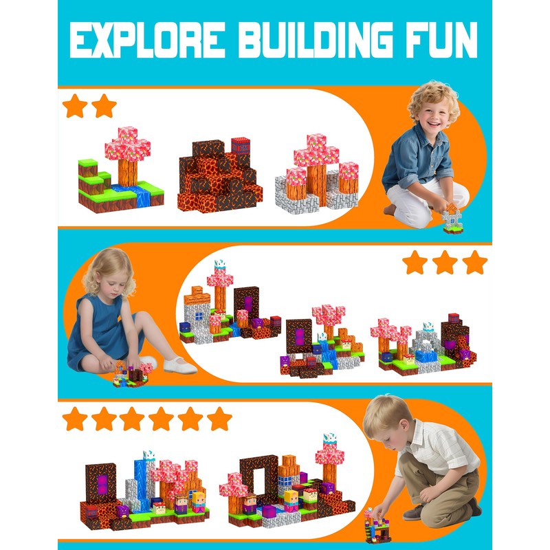 Magnetic Blocks 120PCS Build Mine World Building Cube Game
