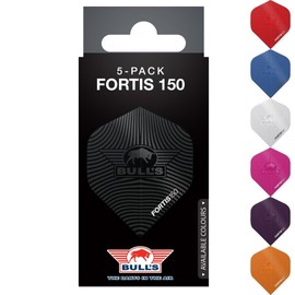 Bull's Fortis 150 Micron Dart Flights - Extra Strong & Durable, Pack of 5, Available in Black with Spot UV Print Bull's Logo, Reliable Performance & Stylish Design for Professional Dart Players