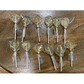 Nira Goods 12 Pack Handmade Clear Lollipops With Sprinkles Great For Party Favors, Birthday