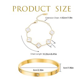 CHAOTEMAI Clover bracelet, clover jewellery, clover bracelet, 18k gold-plated four-leaf clover bracelet, lucky bracelet for wedding, birthday, everyday life, gift for women