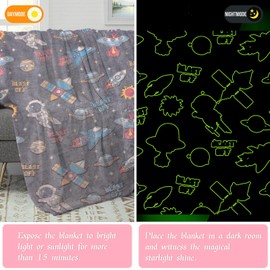 LXTOPN Cuddly blanket children for boys, blanket glows in the dark, Gary children's blanket, children, sea creatures, gifts, 5 6 7 years