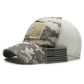 elwow Men's Military Tactical Operator Cap, Outdoor Mesh Army Hat Hunting Camo Baseball Cap Hunting Fishing Hat (Color 3)