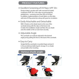 Manito Sun Shade for Strollers and Car Seats (Black) UPF 50+