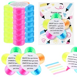 AmazingSpark 24 Sets Students Gifts from Teacher Back to School Gifts Petals Highlighters with Motivational Cards Bags 5 in 1 Flower Fluorescent Pens Affirmation Awards