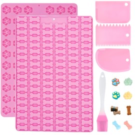 GOTRUST 2er Silikon Backmatte für Hundekekse Mini, Antihaftend Silikonform Hundeleckerli Klein, Wiederverwendbare Silikonmatte Backform, Backmatte für Kekse, Leckerlis, Pralinen