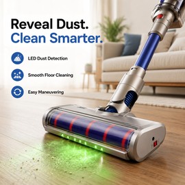 Motorized Floor Brush Head for Selected Dyson Vacuums – LED Roller Attachment for Hardwood, Tile & Carpet Cleaning