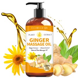 Ginger Oil Massage Oil for Massage Therapy,Ginger Oil Lymphatic Drainage Massage,Sore Muscle Massage Oil,Natural Ginger Body Oil for Gua Sha Massage with Arnica Oil-Warming,Relaxing,Soothing Muscles