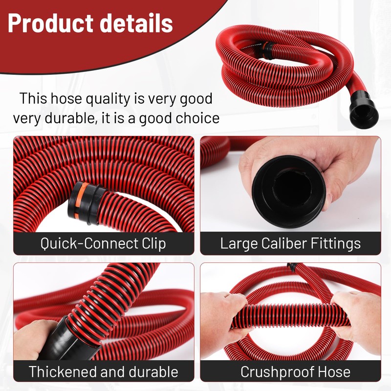 Klabb 16 Feet Dust Collection Hose Kit for Home and