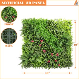AwnPro 1PCS Artificial 3D Panel Wall Screen, 40" x 40" Grass Wall Panel, Artificial Hedge Fence Privacy Screen, Faux Ivy Vine Leaf Decorations for Outdoor Garden Decoration (Style 09)