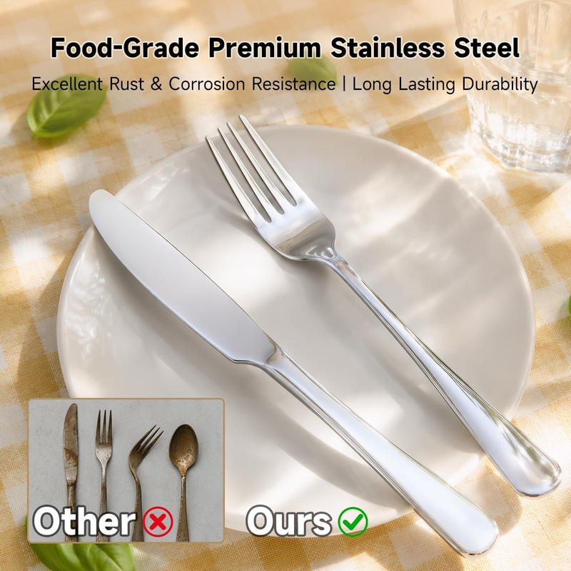 Silverware Set for 8, 40 Piece Stainless Steel Flatware Cutlery