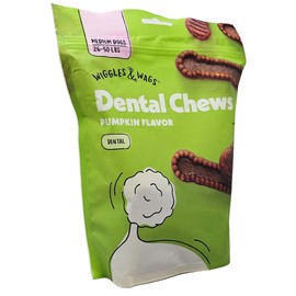 Wiggles & Wags Pumpkin Dental Chews for Medium Dogs, 12 Ounce Treat Bag