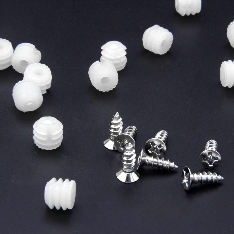 Zarique 200-Pack White Plastic Hinge Dowel Inserts with Screws for