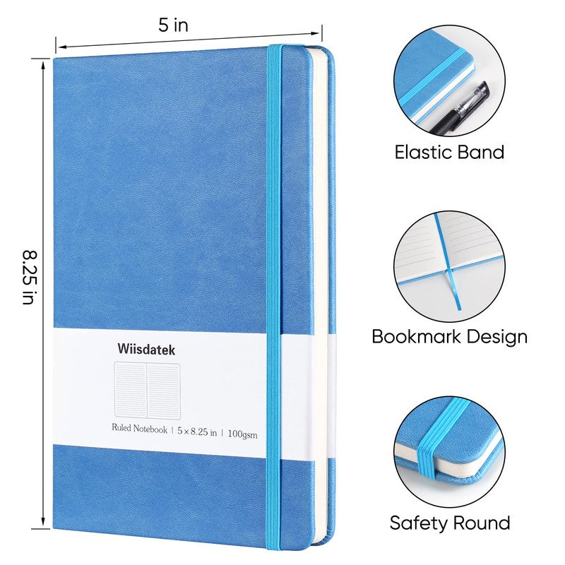 Wiisdatek A5 Notebook with Lined Pages, Hardback Journal Notepad Note