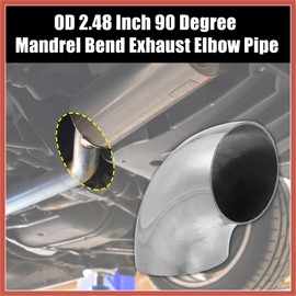 ACROPIX 2pcs OD 2.5 Inch 90 Degree Mandrel Bend Elbow SS304 Stainless Steel Bend Tube Exhaust Elbow Pipe for Car Modified Exhaust System 2.5" Piping Silver Tone Car Parts
