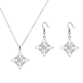 Dishowme Star Cross Necklace Earrings Sets Celtic Knot Moon Crescent Pendant Necklace Chain Punk Half-moon Dangle Crucifix Jewelry for Women