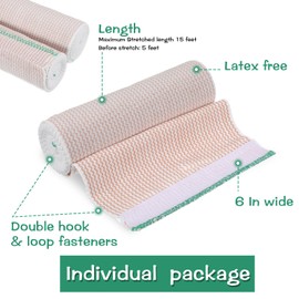 2 Pack Premium Elastic Bandage Wrap, 4 Inch Reusable Compression Wraps for Legs Ankles Knees Tummy and Body - Hook & Loop Fasteners at Both Ends - Latex Free - Washable & Reusable