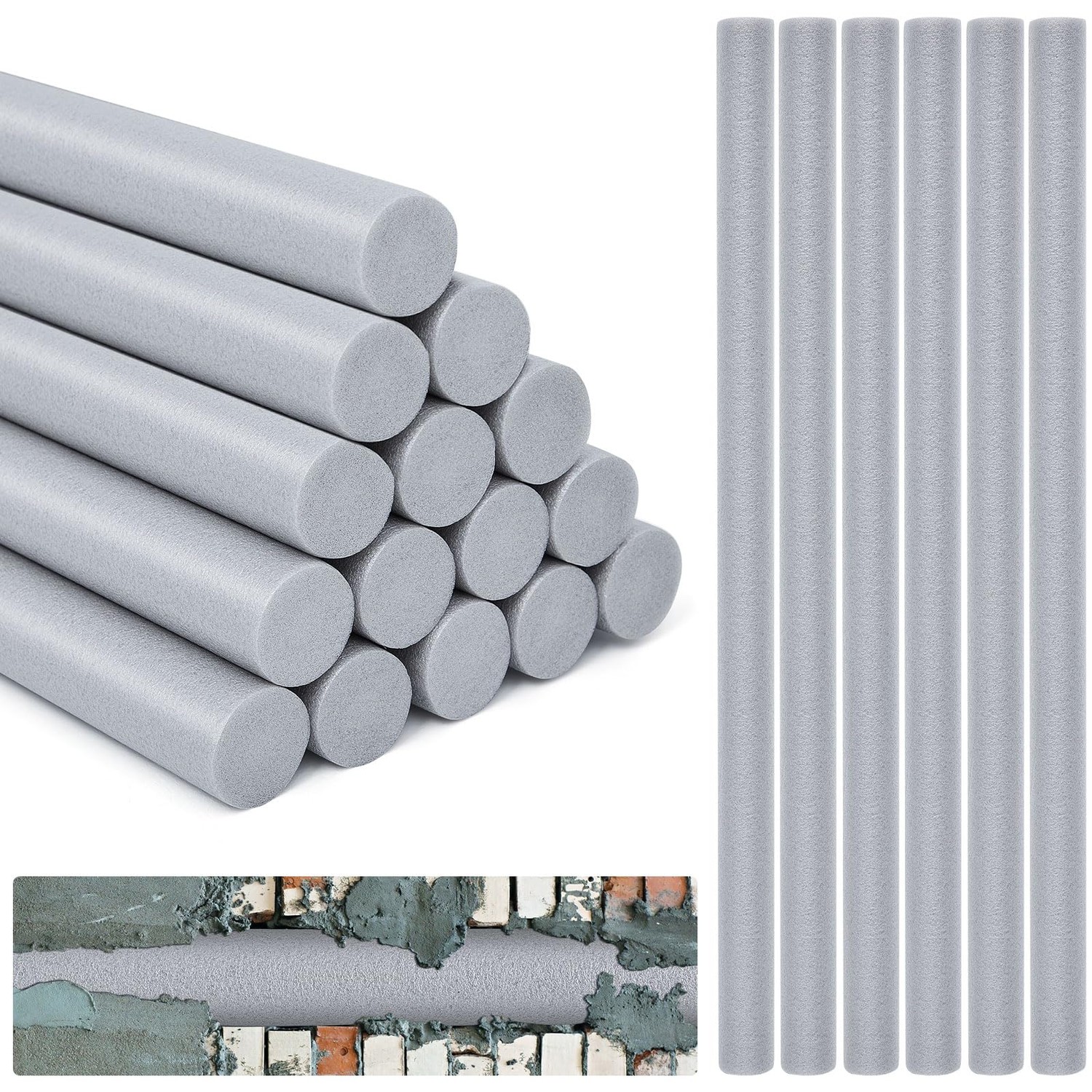 Leyndo 12 Pcs 1.5 x 25.4 Inches Long Backer Rod Closed Cell Caulking ...